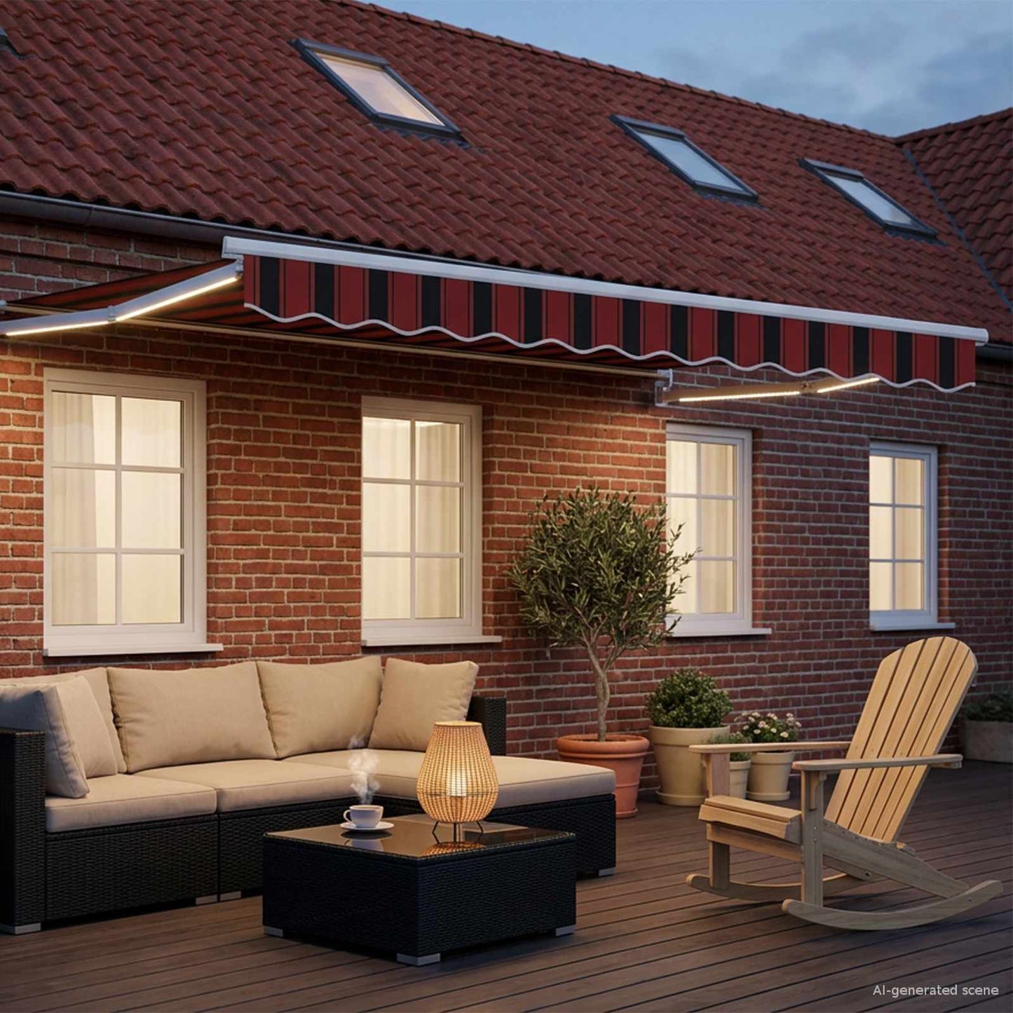 Manual Retractable Awning with LEDs 3 x 2.5 m
