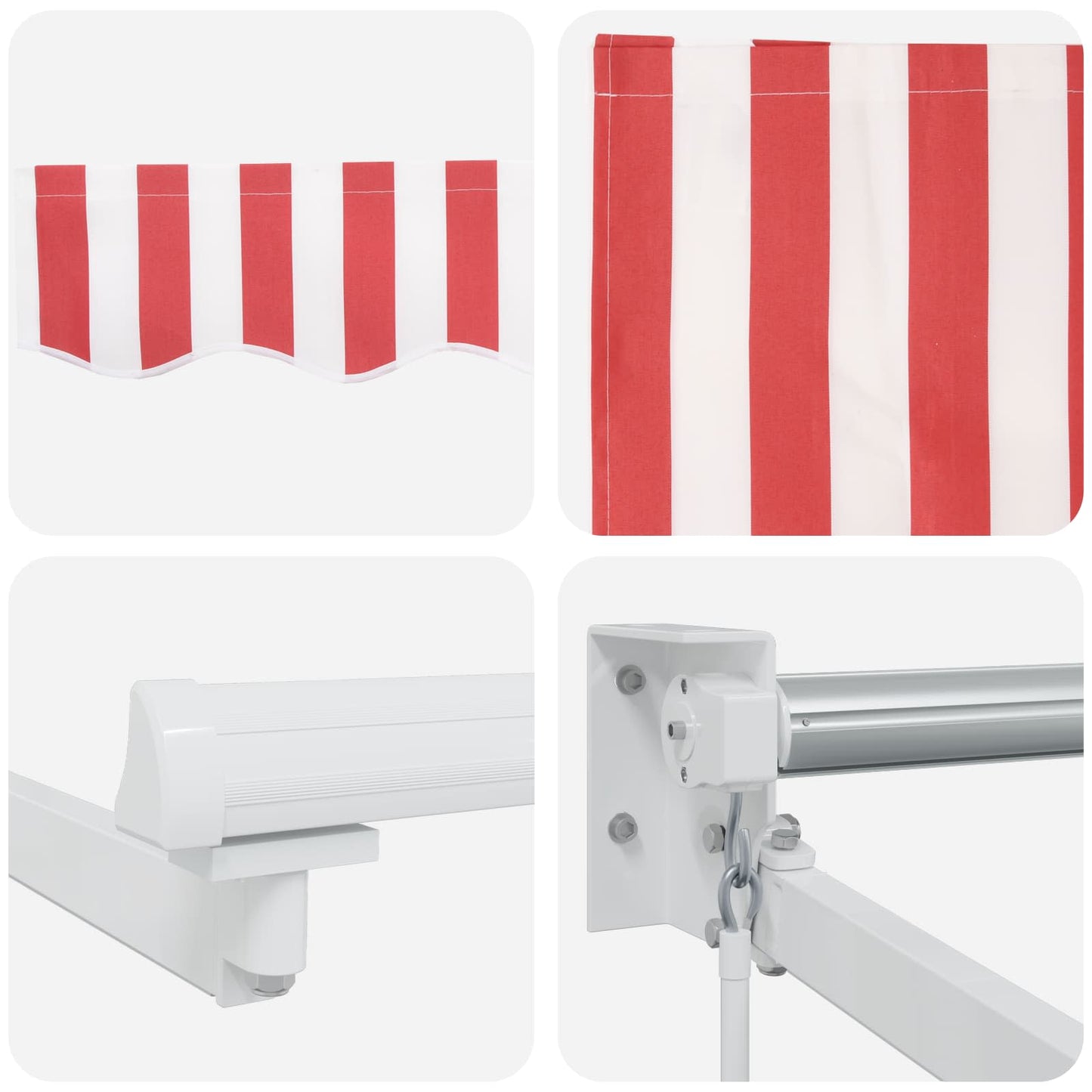 Manual Retractable Awning with LEDs Red and White 3 x 2.5 m