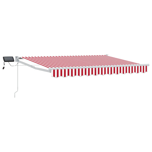Manual Retractable Awning with LEDs Red and White 3 x 2.5 m