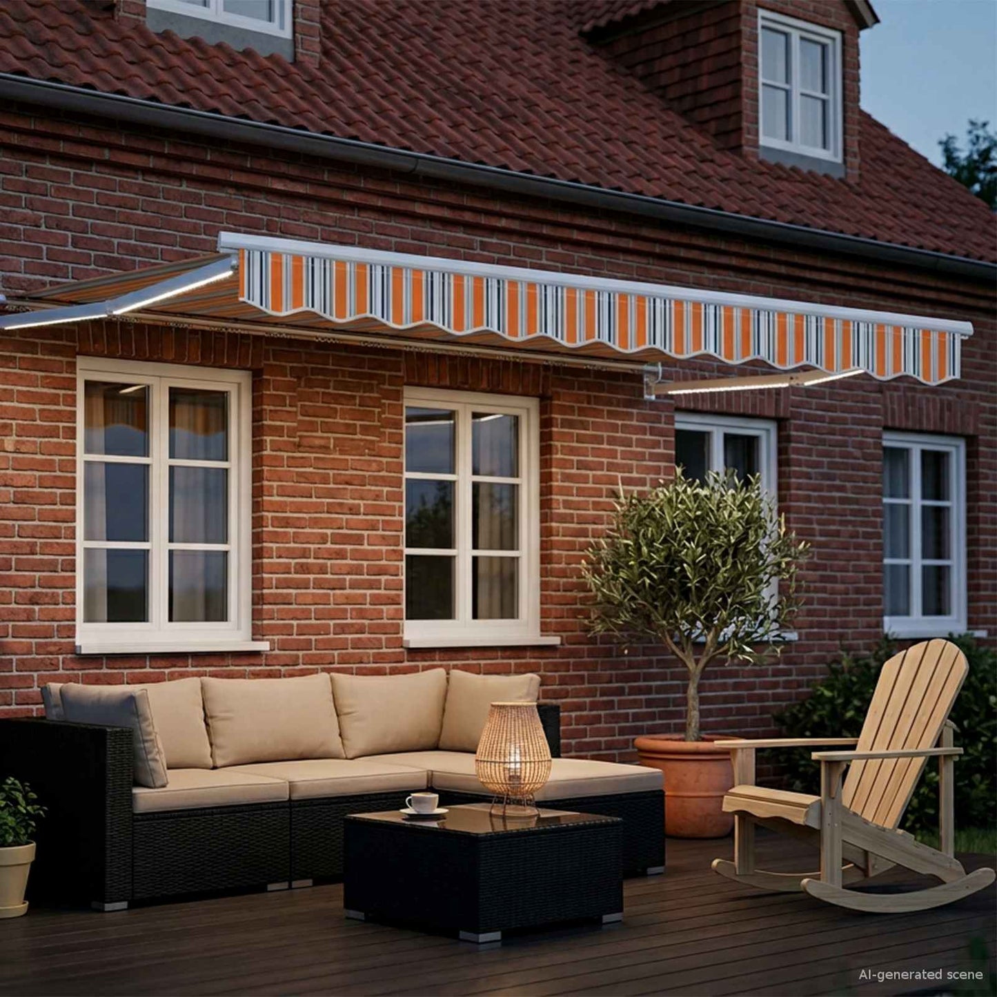 Manual Retractable Awning with LEDs 3 x 2.5 m