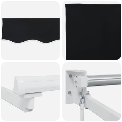 Manual Retractable Awning with LEDs Black and White 3 x 2.5 m