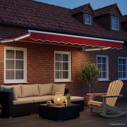 Manual Retractable Awning with LEDs Red and White 3 x 2.5 m