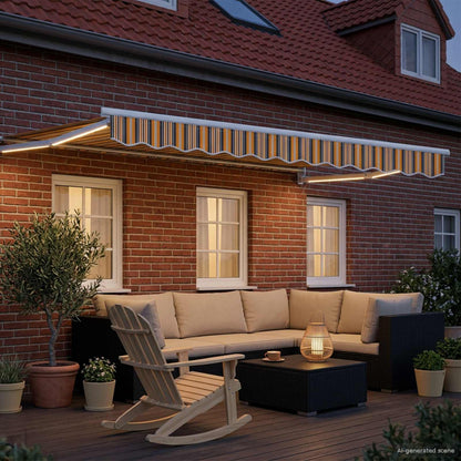 Manual Retractable Awning with LEDs 3.5 x 2.5 m