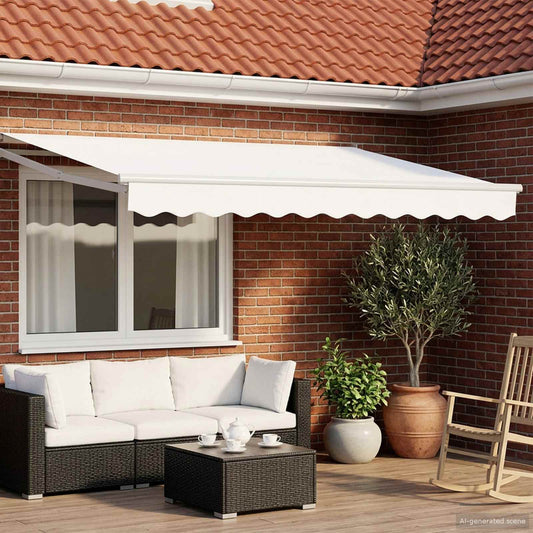 Manual Retractable Awning with LEDs White 3.5 x 2.5 m