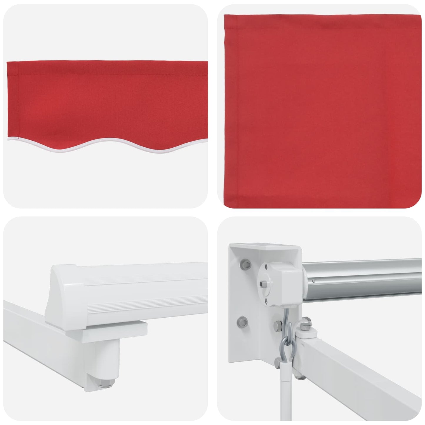 Manual Retractable Awning with LEDs Red and White 3.5 x 2.5 m