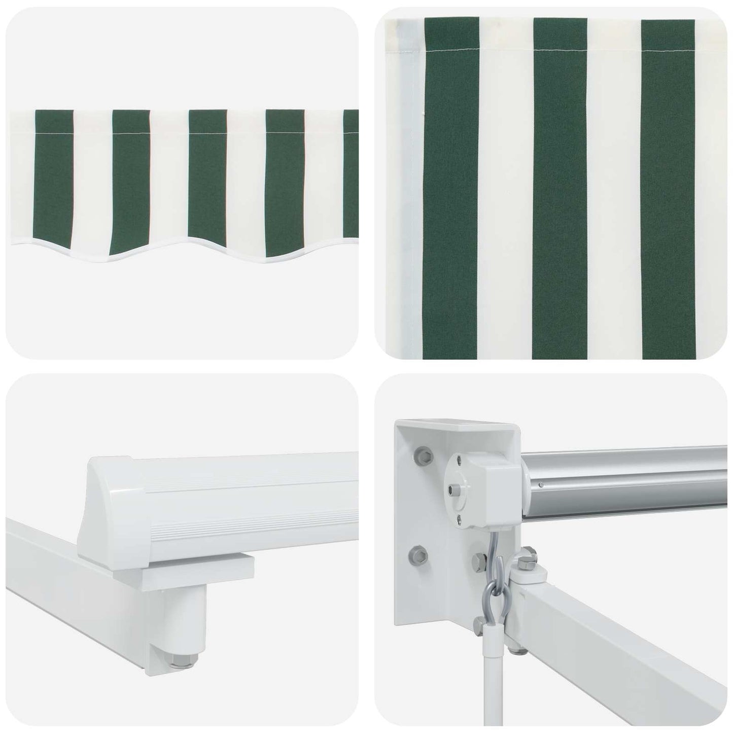 Manual Retractable Awning with LEDs Green and White 3.5 x 2.5 m