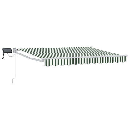 Manual Retractable Awning with LEDs Green and White 3.5 x 2.5 m