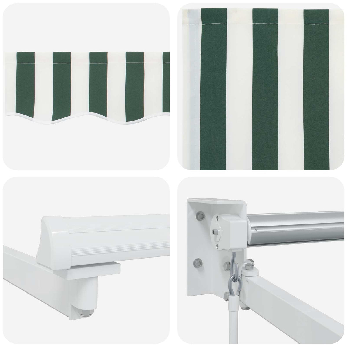 Manual Retractable Awning with LEDs Green and White 4 x 3 m