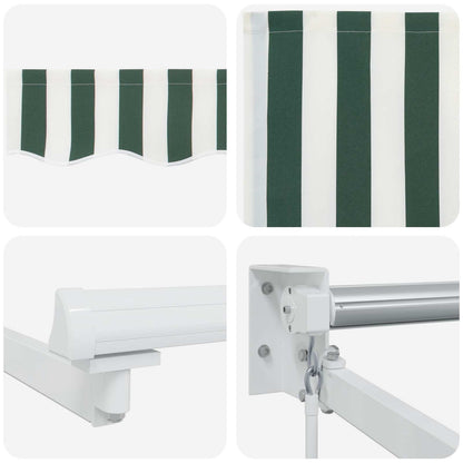Manual Retractable Awning with LEDs Green and White 4 x 3 m