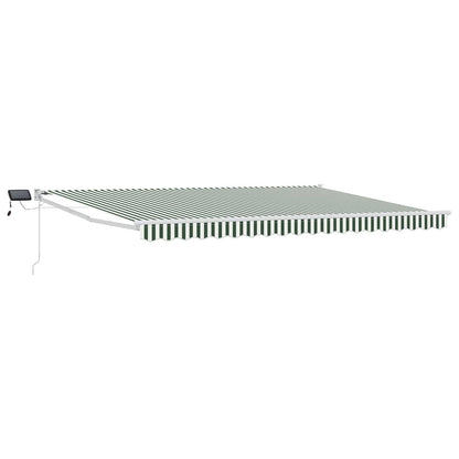 Manual Retractable Awning with LEDs Green and White 4 x 3 m