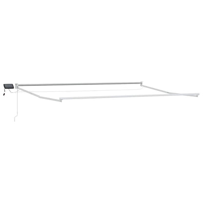 Manual Retractable Awning with LEDs Green and White 4 x 3 m