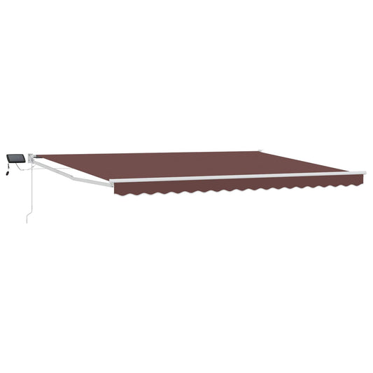 Manual Retractable Awning with LEDs Brown and White 4.5 x 3 m