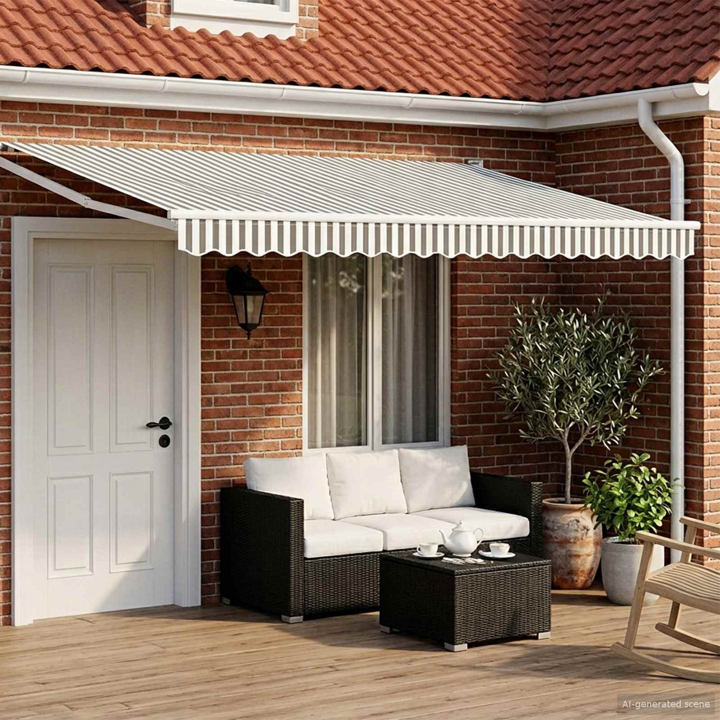 Manual Retractable Awning with LEDs 4.5 x 3 m