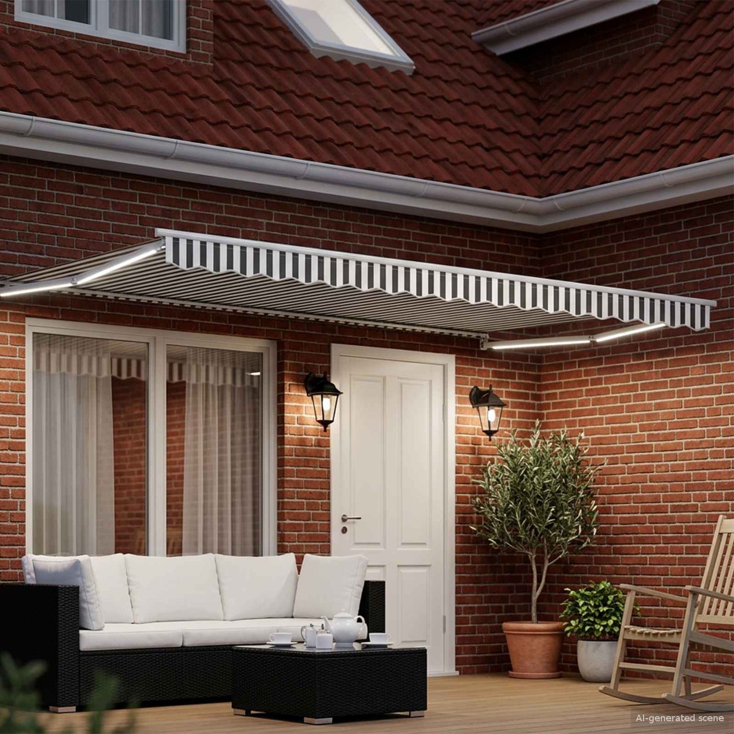 Manual Retractable Awning with LEDs 4.5 x 3 m