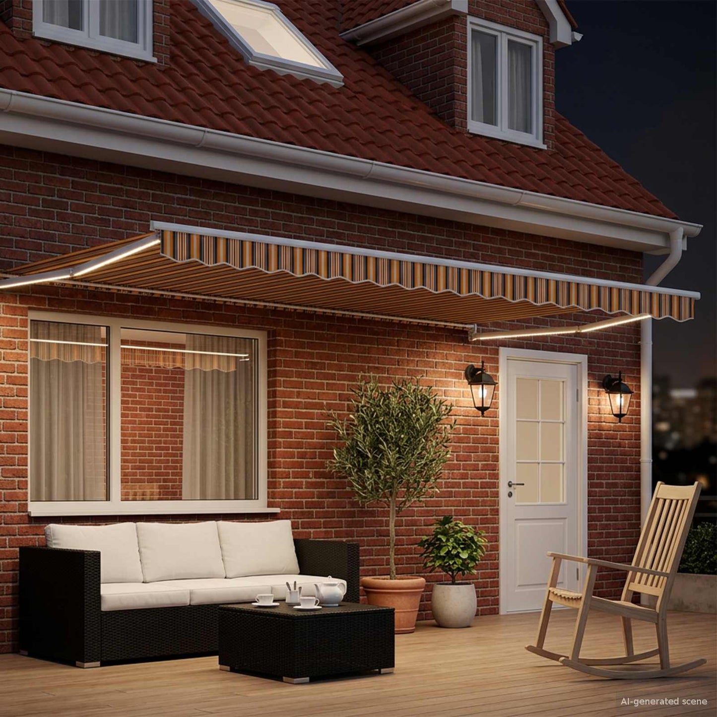 Manual Retractable Awning with LEDs 4.5 x 3 m