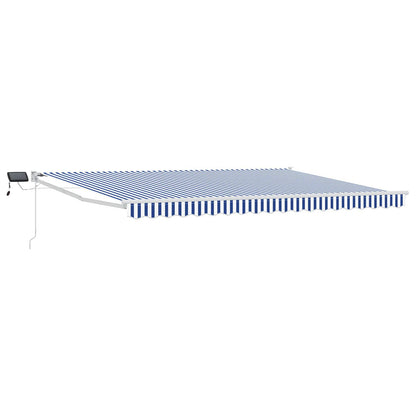 Manual Retractable Awning with LEDs Blue and White 5 x 3 m