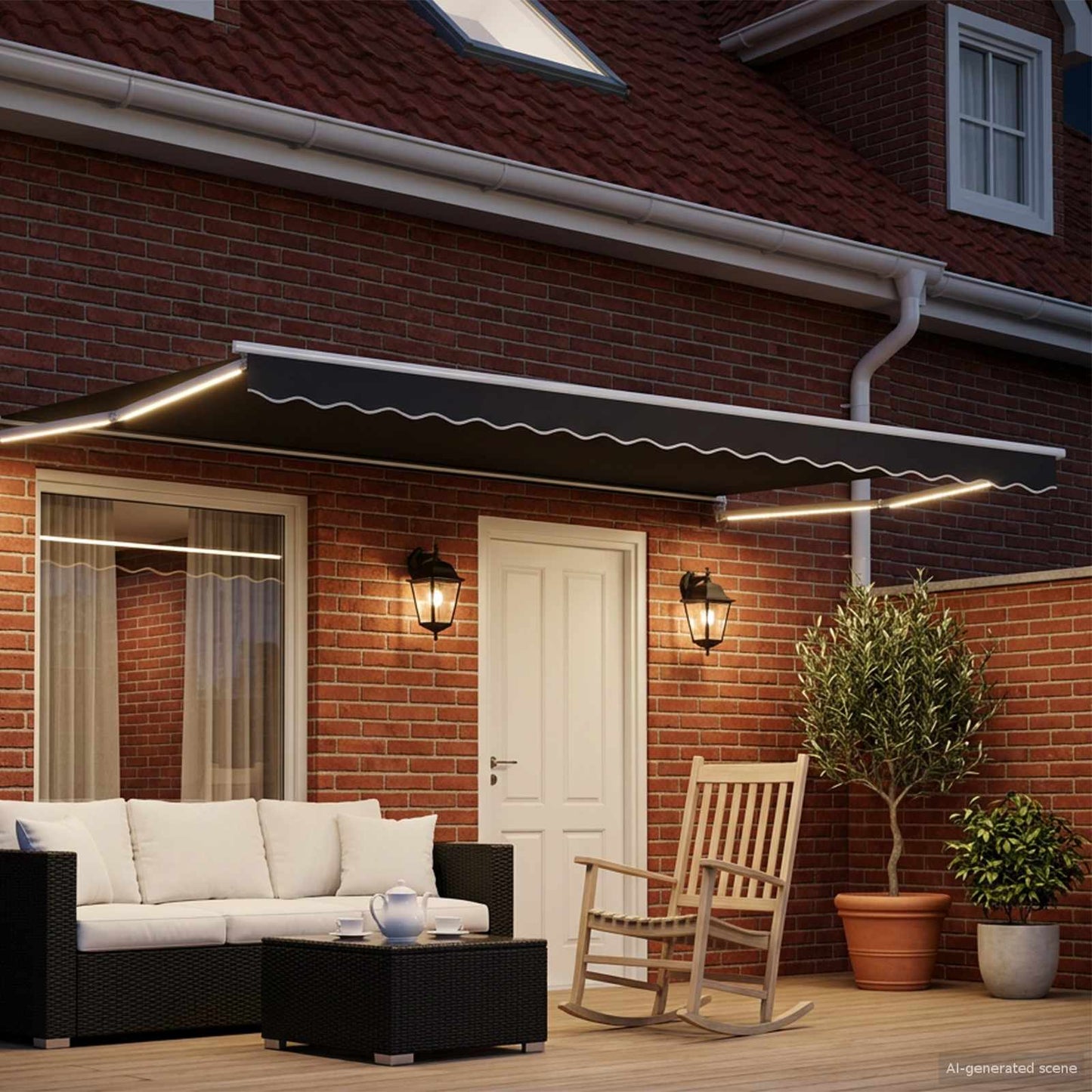 Manual Retractable Awning with LEDs 5 x 3 m