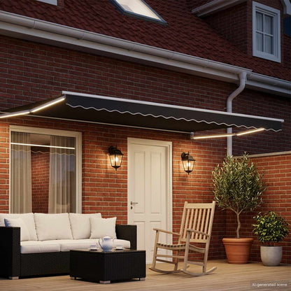 Manual Retractable Awning with LEDs 5 x 3 m