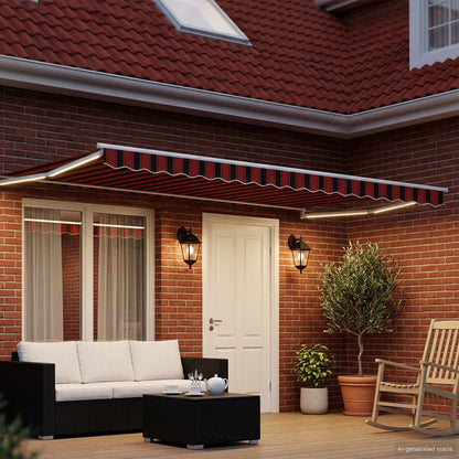 Manual Retractable Awning with LEDs 5 x 3 m