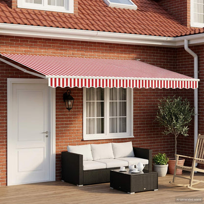 Manual Retractable Awning with LEDs Red and White 5 x 3 m