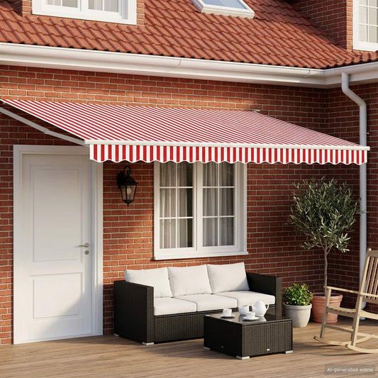 Manual Retractable Awning with LEDs Red and White 5 x 3 m