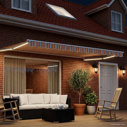 Manual Retractable Awning with LEDs 5 x 3 m