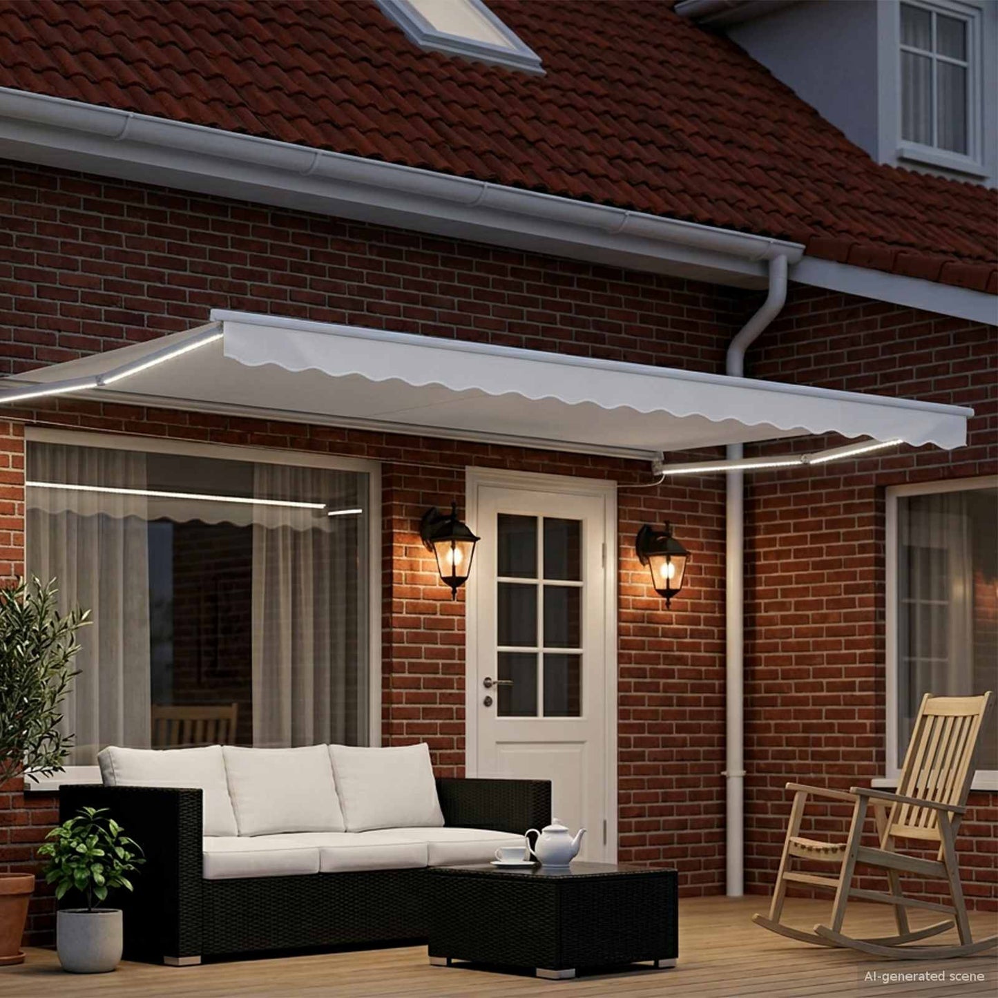 Manual Retractable Awning with LEDs White 5 x 3 m