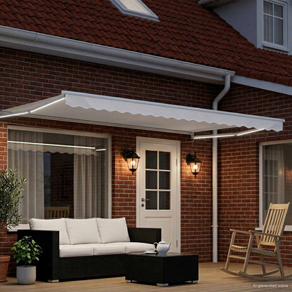 Manual Retractable Awning with LEDs White 5 x 3 m