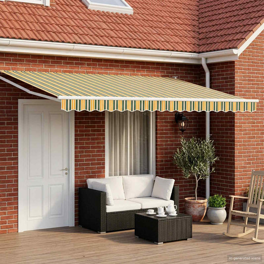 Manual Retractable Awning with LEDs 5 x 3 m