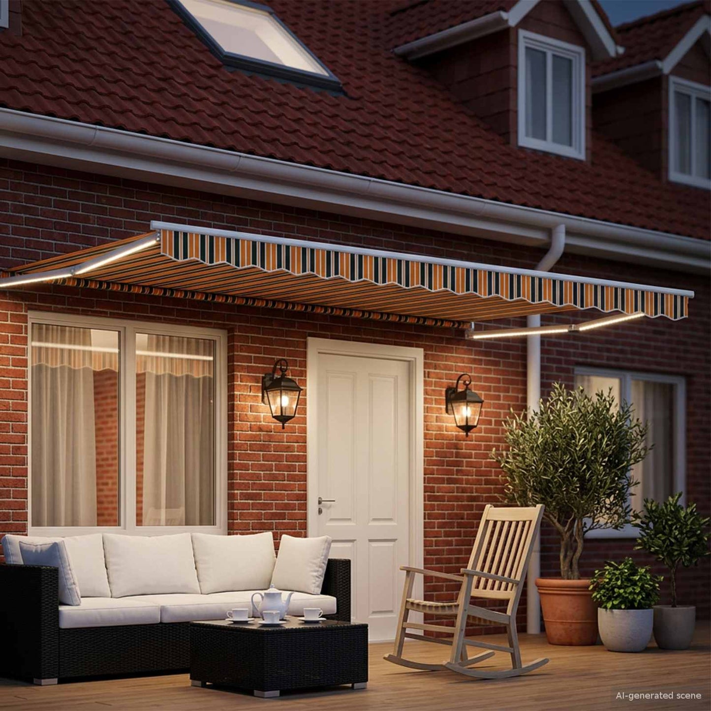 Manual Retractable Awning with LEDs 5 x 3 m