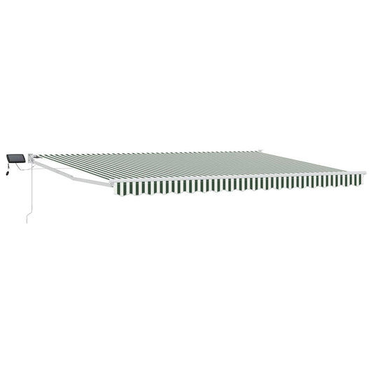 Manual Retractable Awning with LEDs Green and White 5 x 3 m