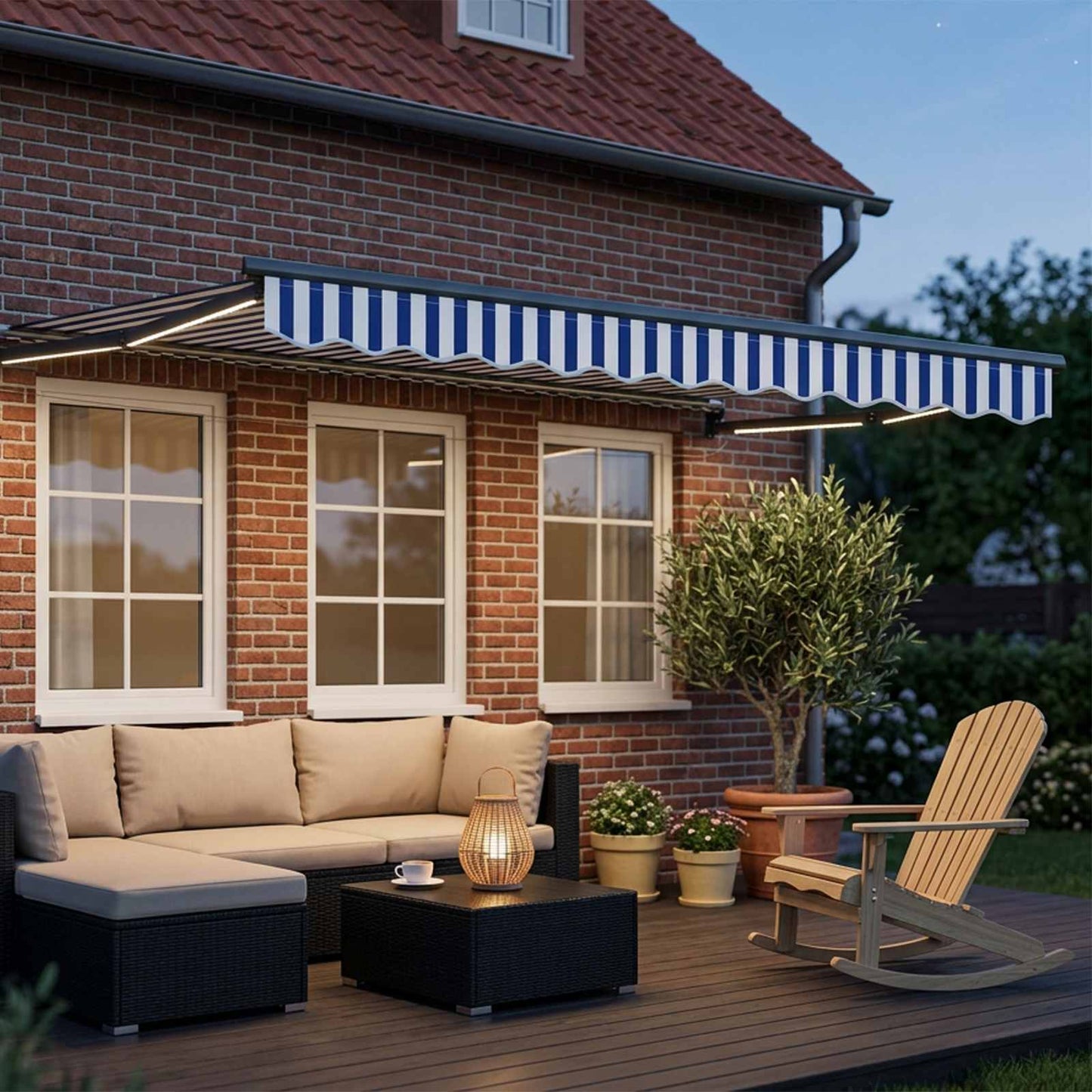 Manual Retractable Awning with LEDs 2.5 x 2 m