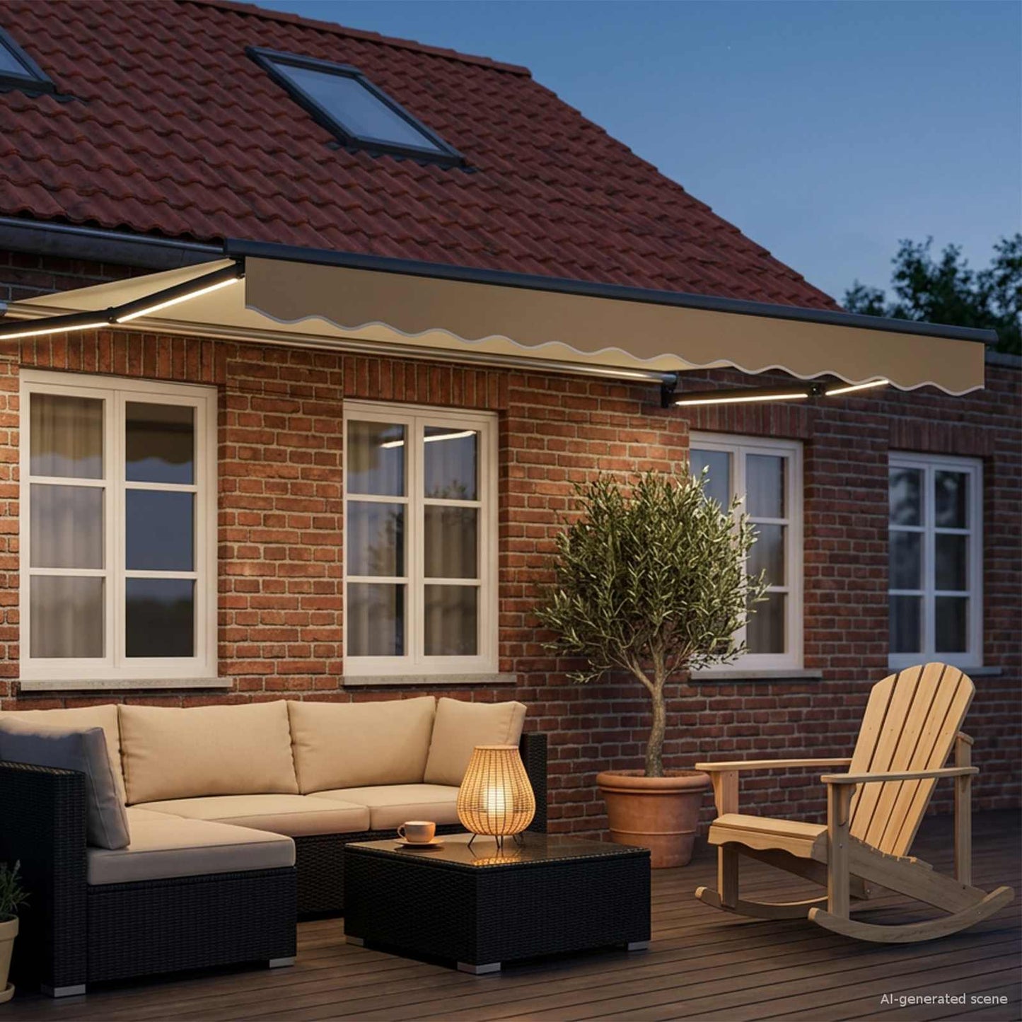 Manual Retractable Awning with LEDs 2.5 x 2 m