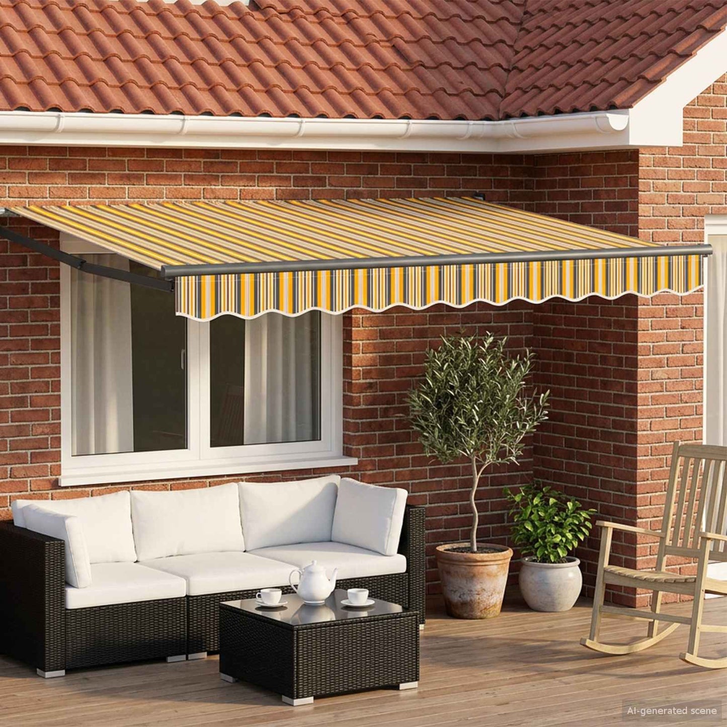 Manual Retractable Awning with LEDs 2.5 x 2 m