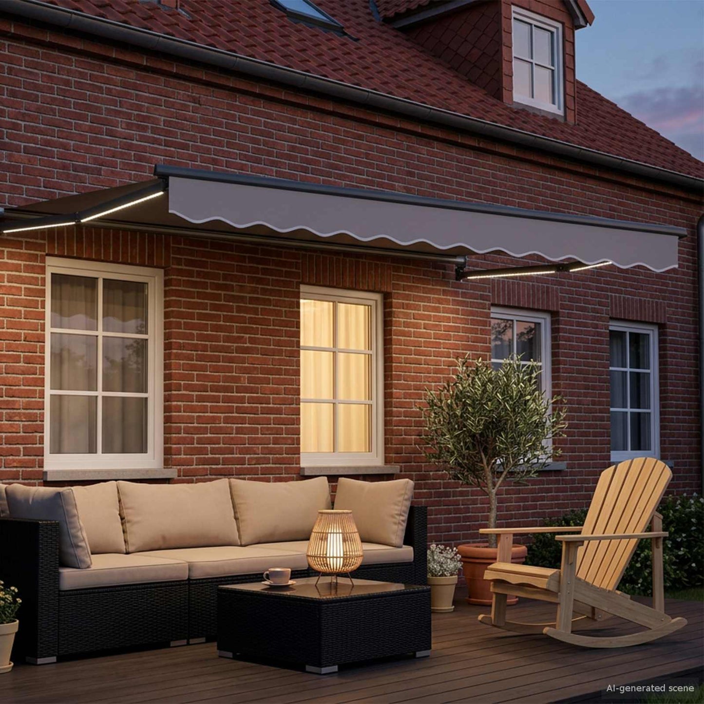 Manual Retractable Awning with LEDs 2.5 x 2 m