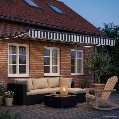 Manual Retractable Awning with LEDs 3 x 2 m