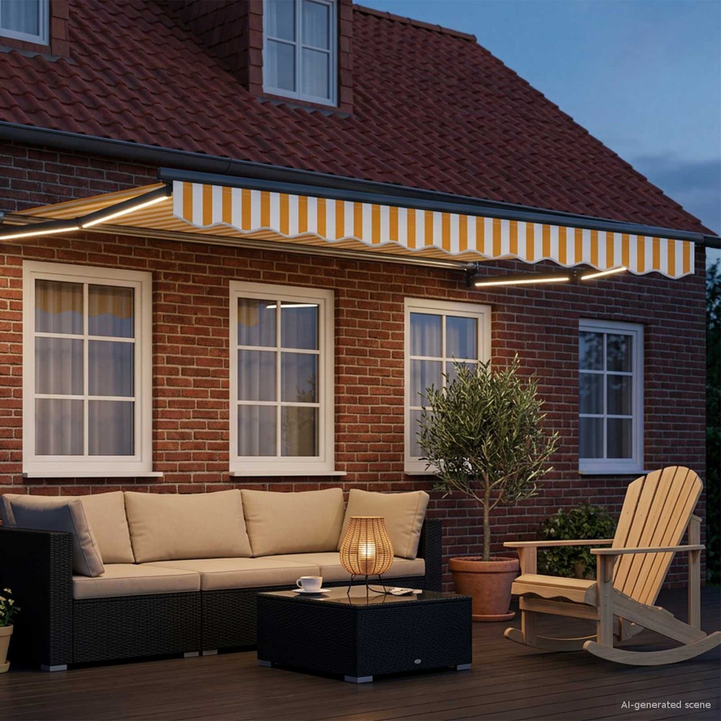 Manual Retractable Awning with LEDs 3.5 x 2 m