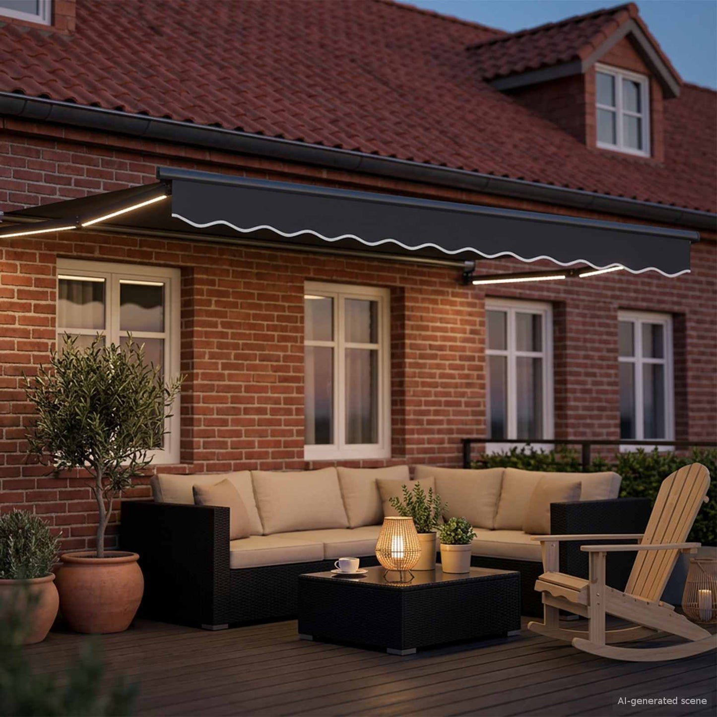 Manual Retractable Awning with LEDs Anthracite 3.5 x 2 m