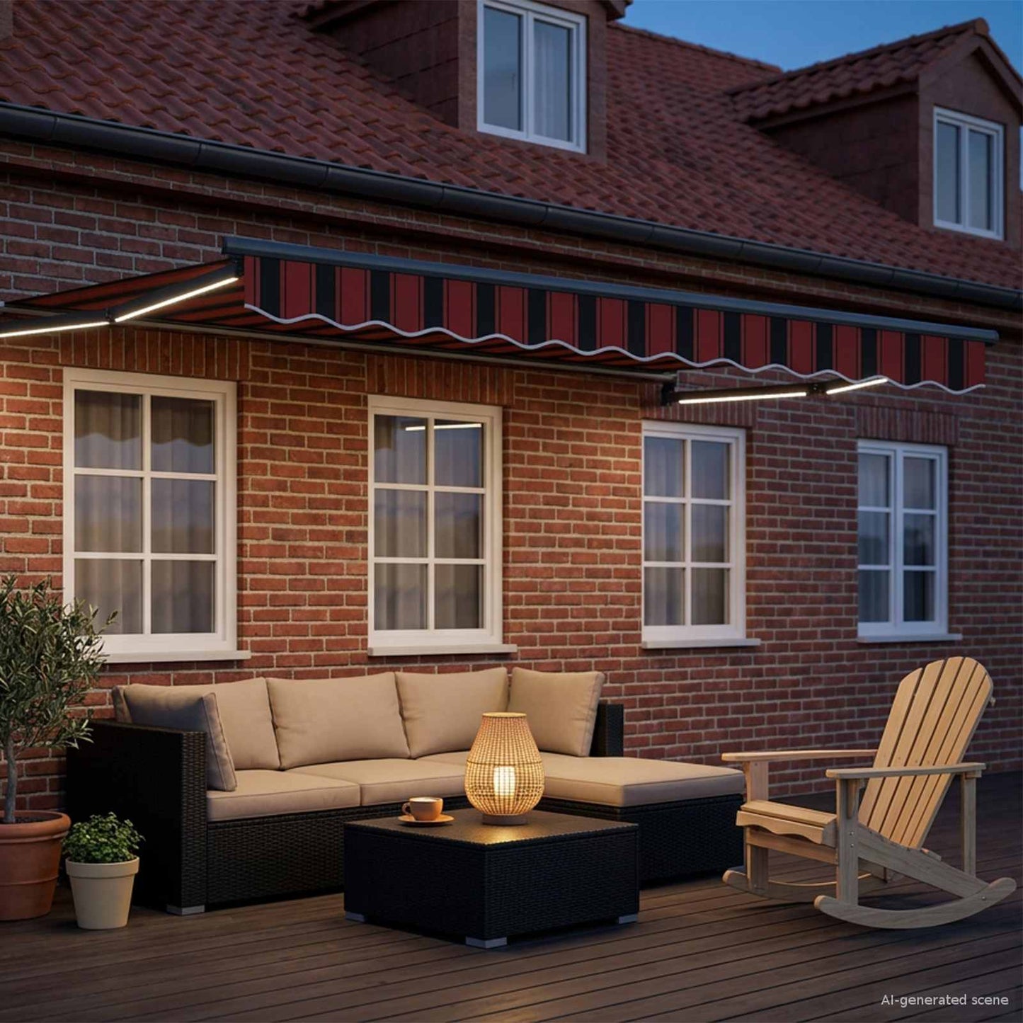 Manual Retractable Awning with LEDs 3.5 x 2 m