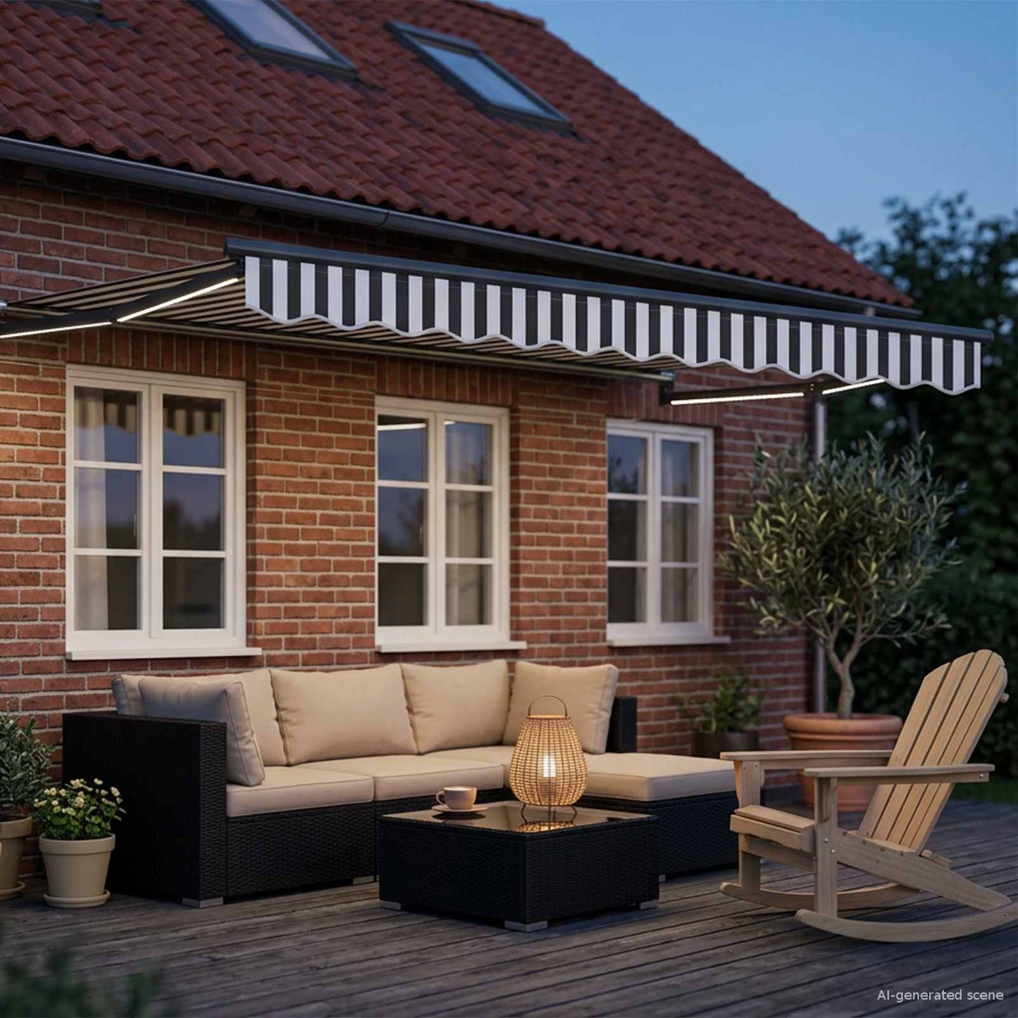 Manual Retractable Awning with LEDs 3.5 x 2 m