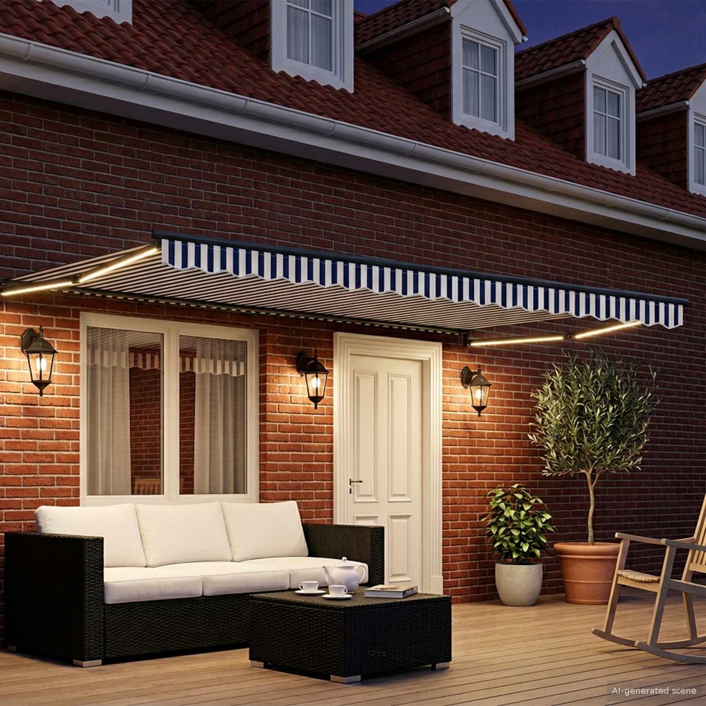Manual Retractable Awning with LEDs 4 x 2 m