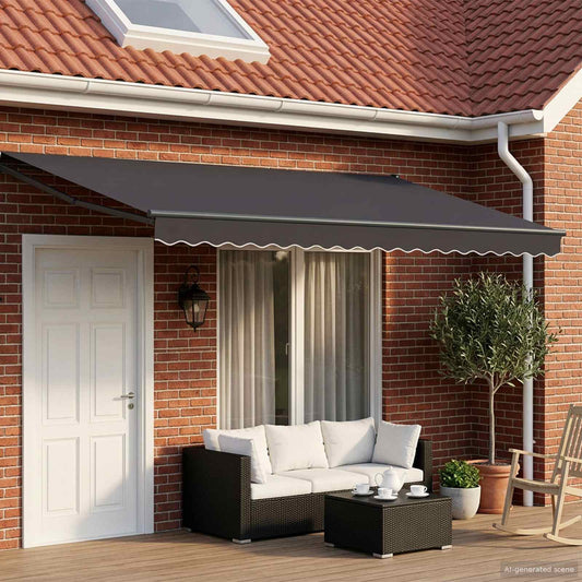 Manual Retractable Awning with LEDs Anthracite 4 x 2 m