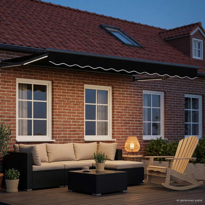 Manual Retractable Awning with LEDs 3 x 2.5 m