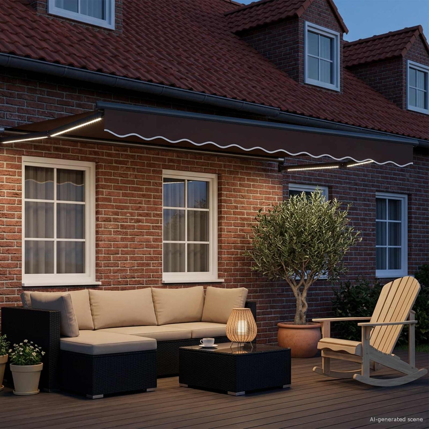Manual Retractable Awning with LEDs 3.5 x 2.5 m