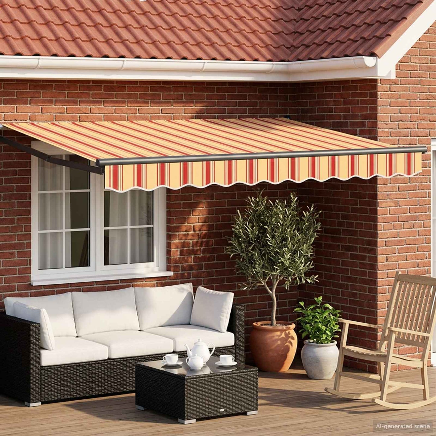 Manual Retractable Awning with LEDs Multicolour 3.5 x 2.5 m