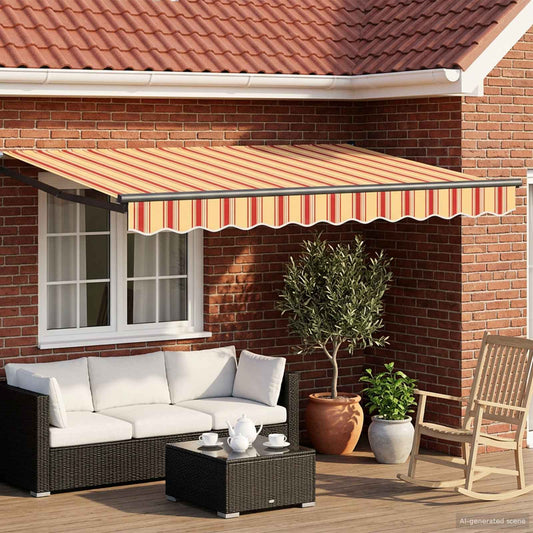 Manual Retractable Awning with LEDs Multicolour 3.5 x 2.5 m