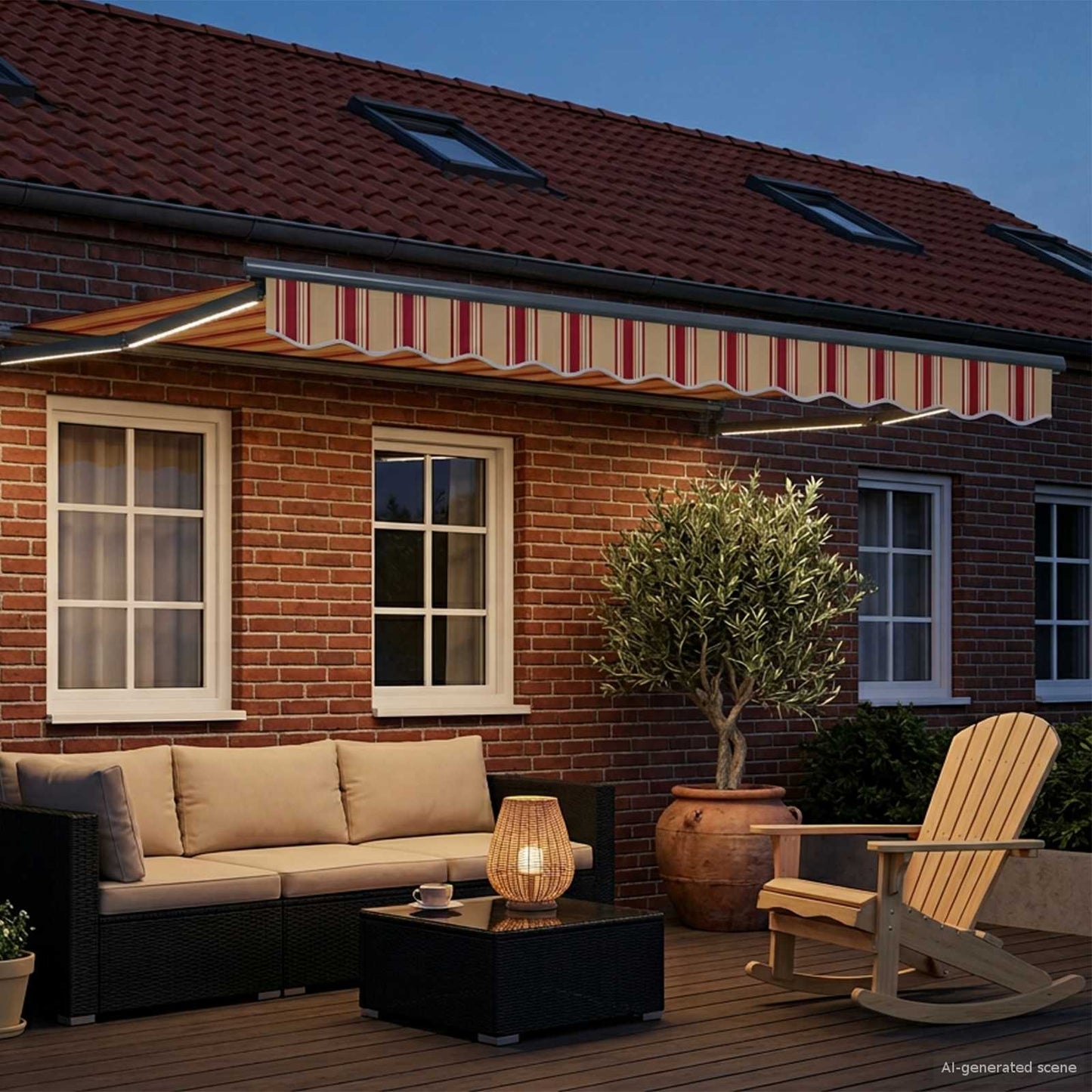 Manual Retractable Awning with LEDs Multicolour 3.5 x 2.5 m