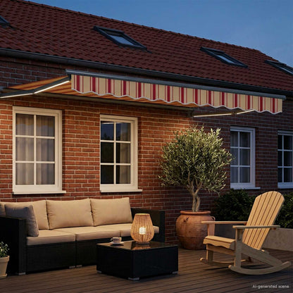 Manual Retractable Awning with LEDs Multicolour 3.5 x 2.5 m
