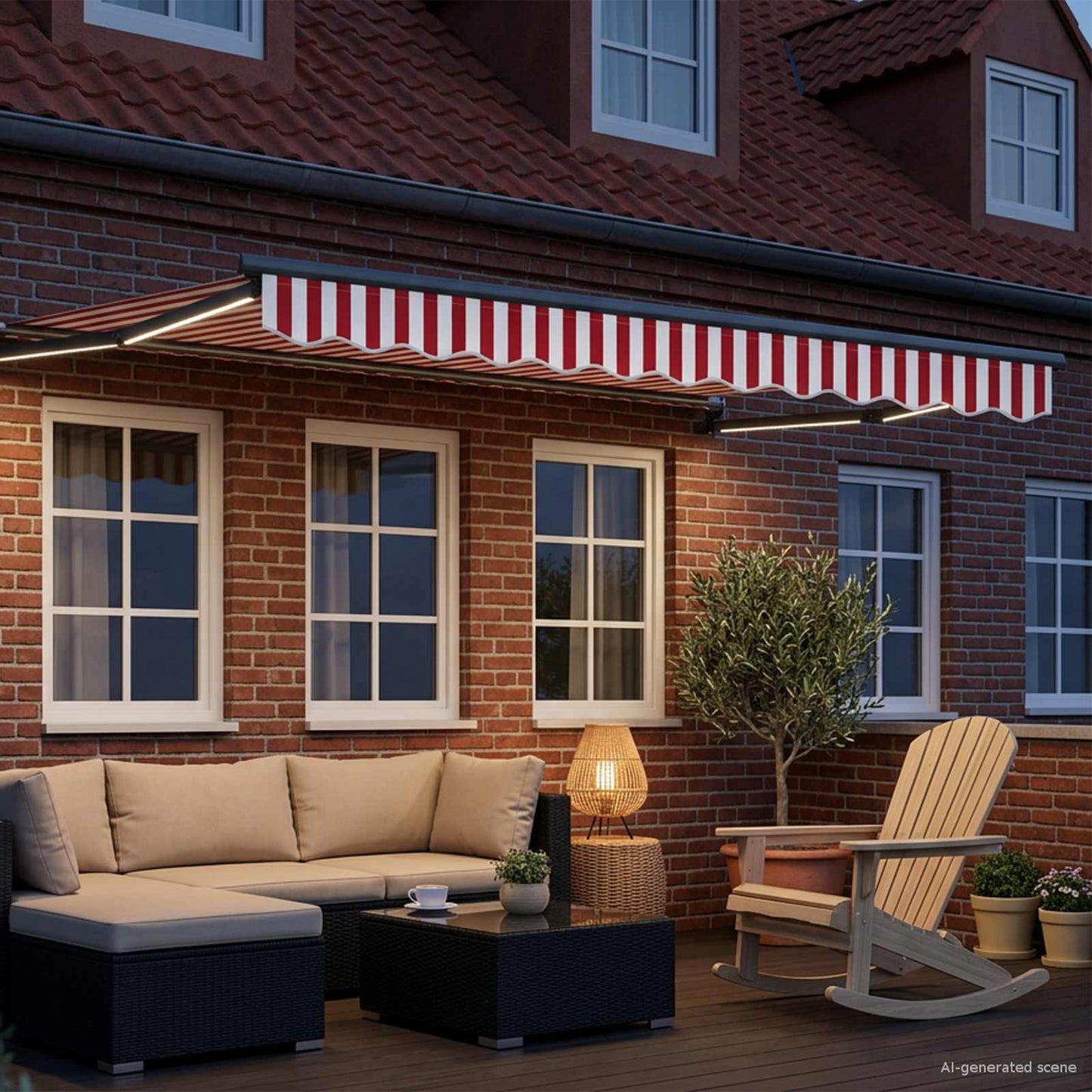 Manual Retractable Awning with LEDs 3.5 x 2.5 m