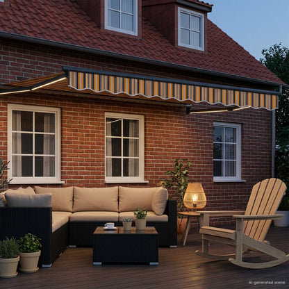 Manual Retractable Awning with LEDs 3.5 x 2.5 m